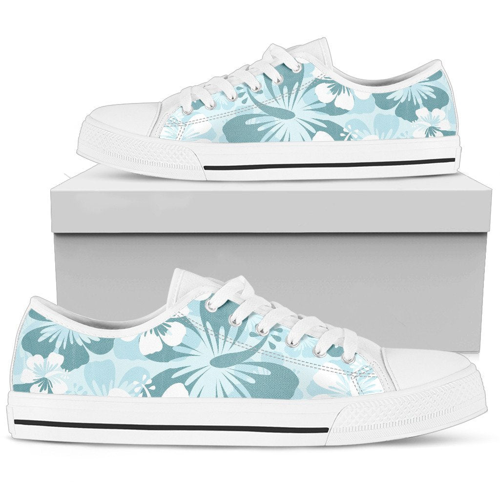 Light Green Teal Aloha Flowers Shoes