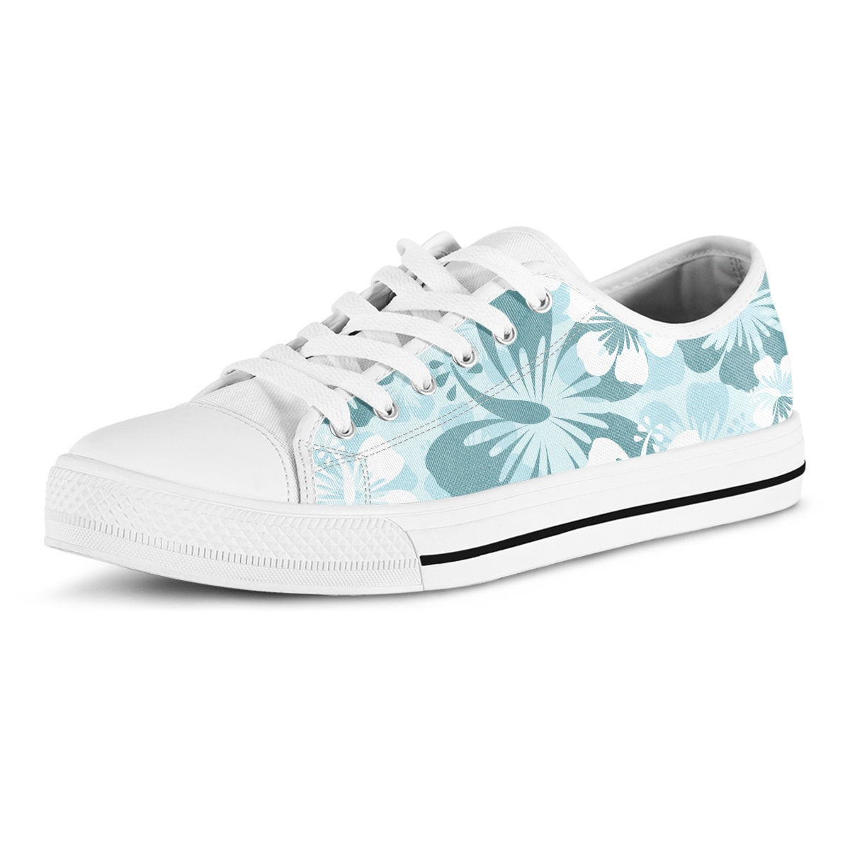 Light Green Teal Aloha Flowers Shoes
