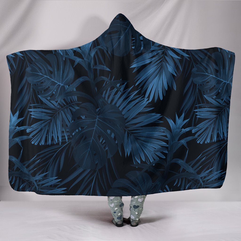 Dark Leaves Hooded Blanket