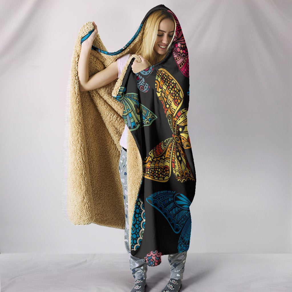 Colorful Butterflies Hooded Blanket