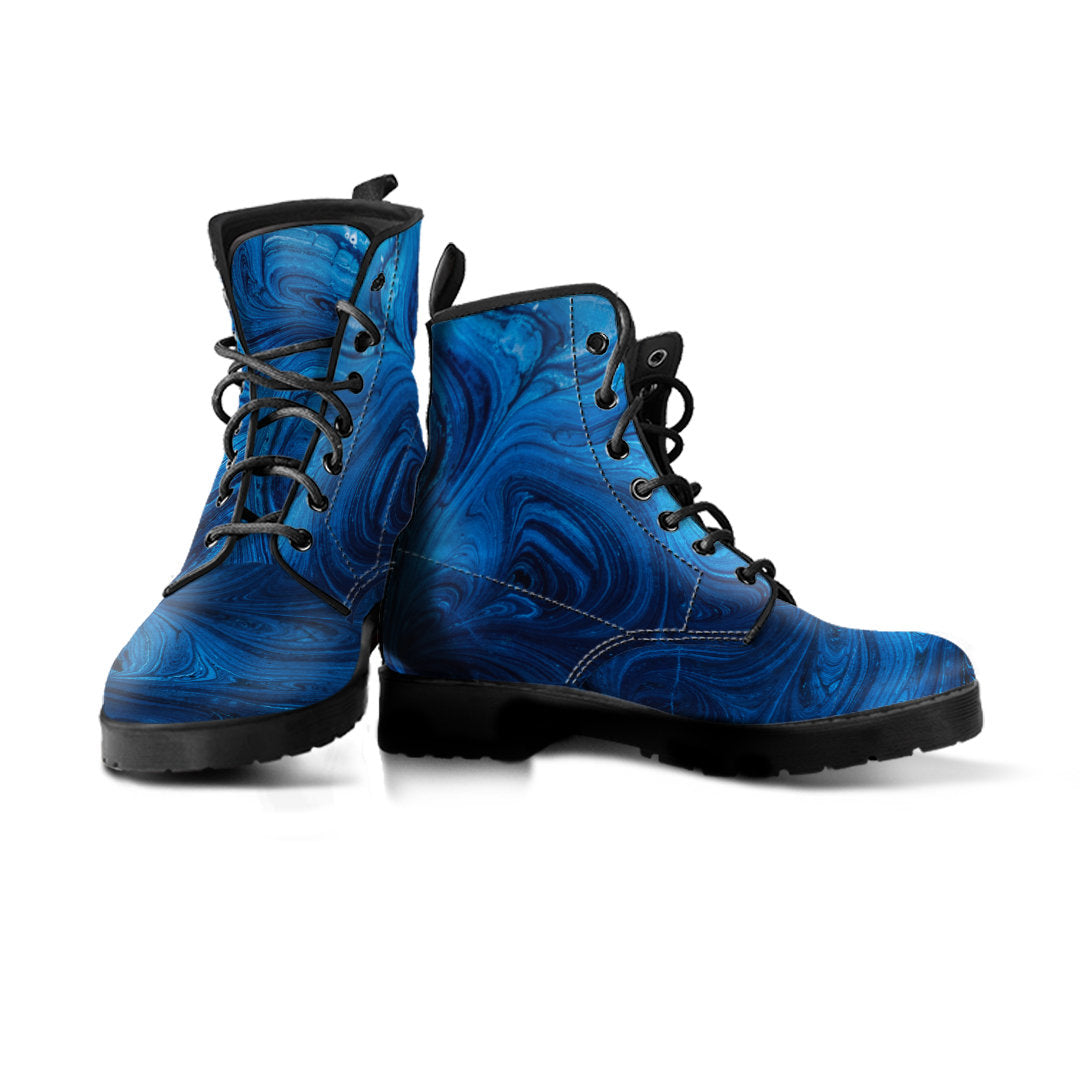 Blue Abstract Swirls Womens Boots