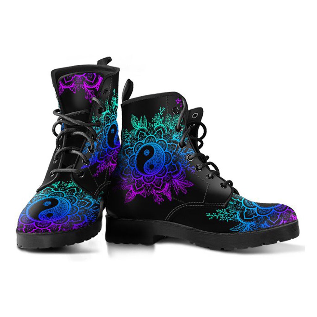 Purple Yin Yang Mandala Womens Boots