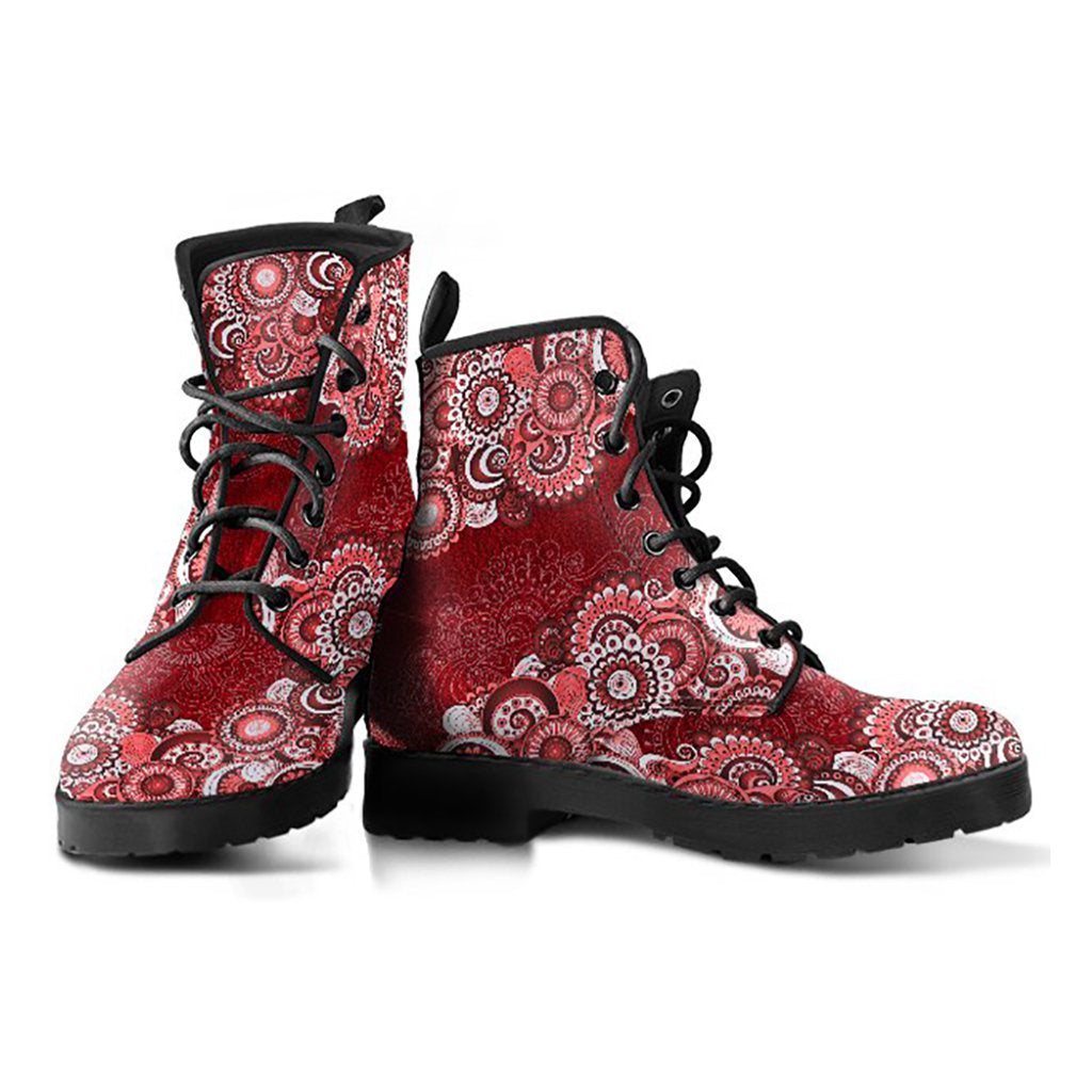 Red Mandalas Decor Womens Boots