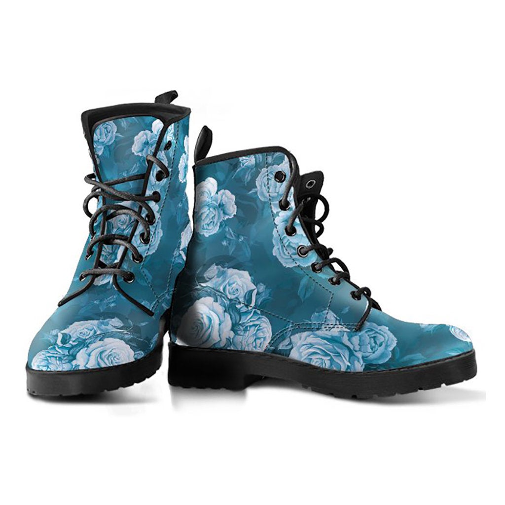 Blue Grey Roses Womens Boots