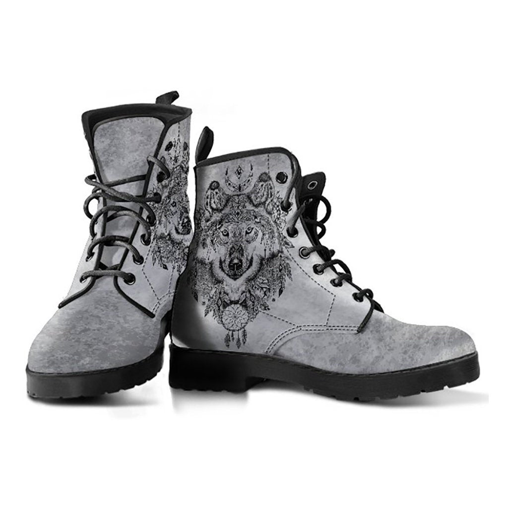 Grey Boho Wolf Womens Boots