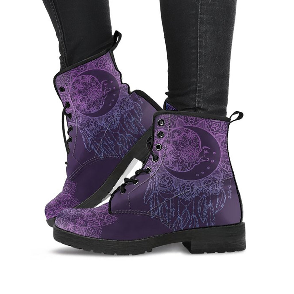 Purple Moon Dream Catcher Mandala Womens Boots