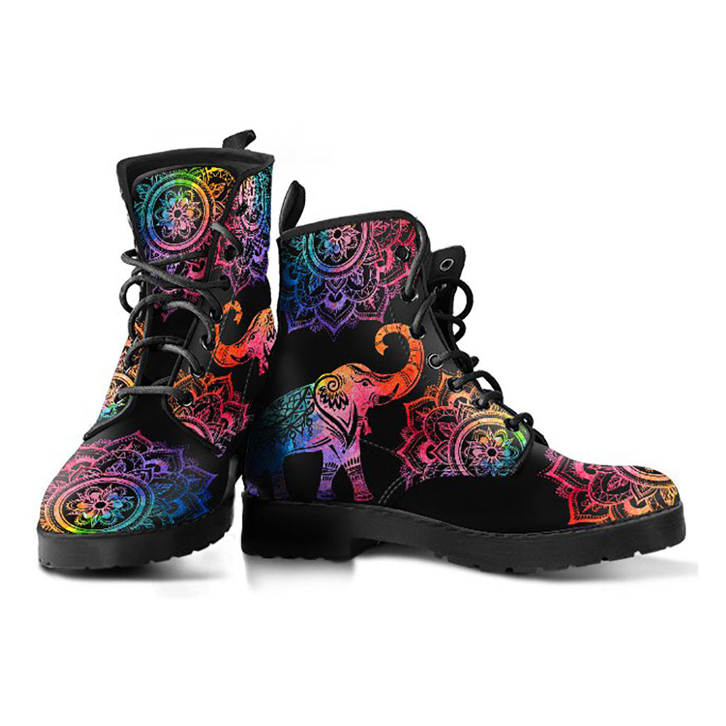 Colorful Elephant Mandalas Womens Boots
