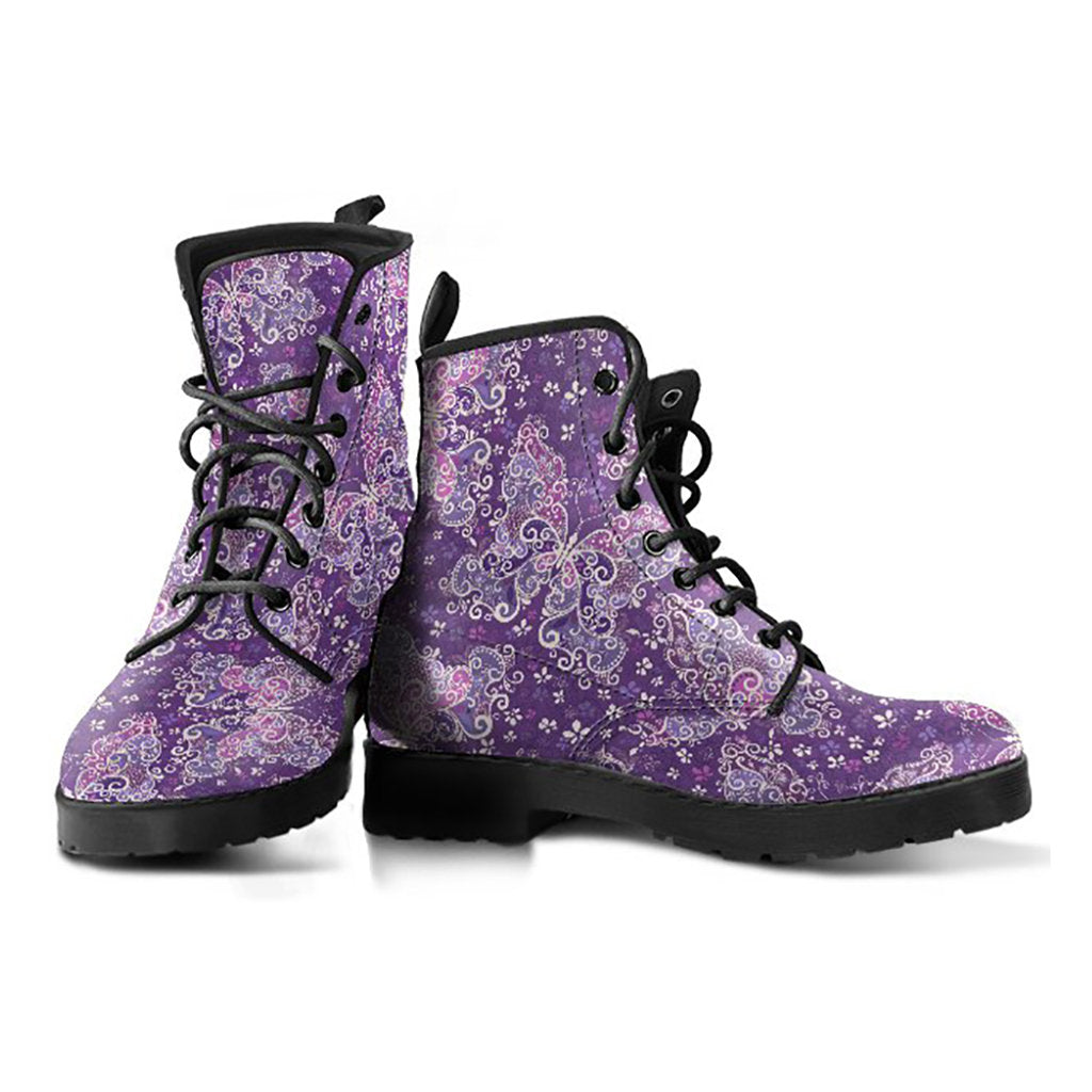Purple Butterflies Decor Womens Boots