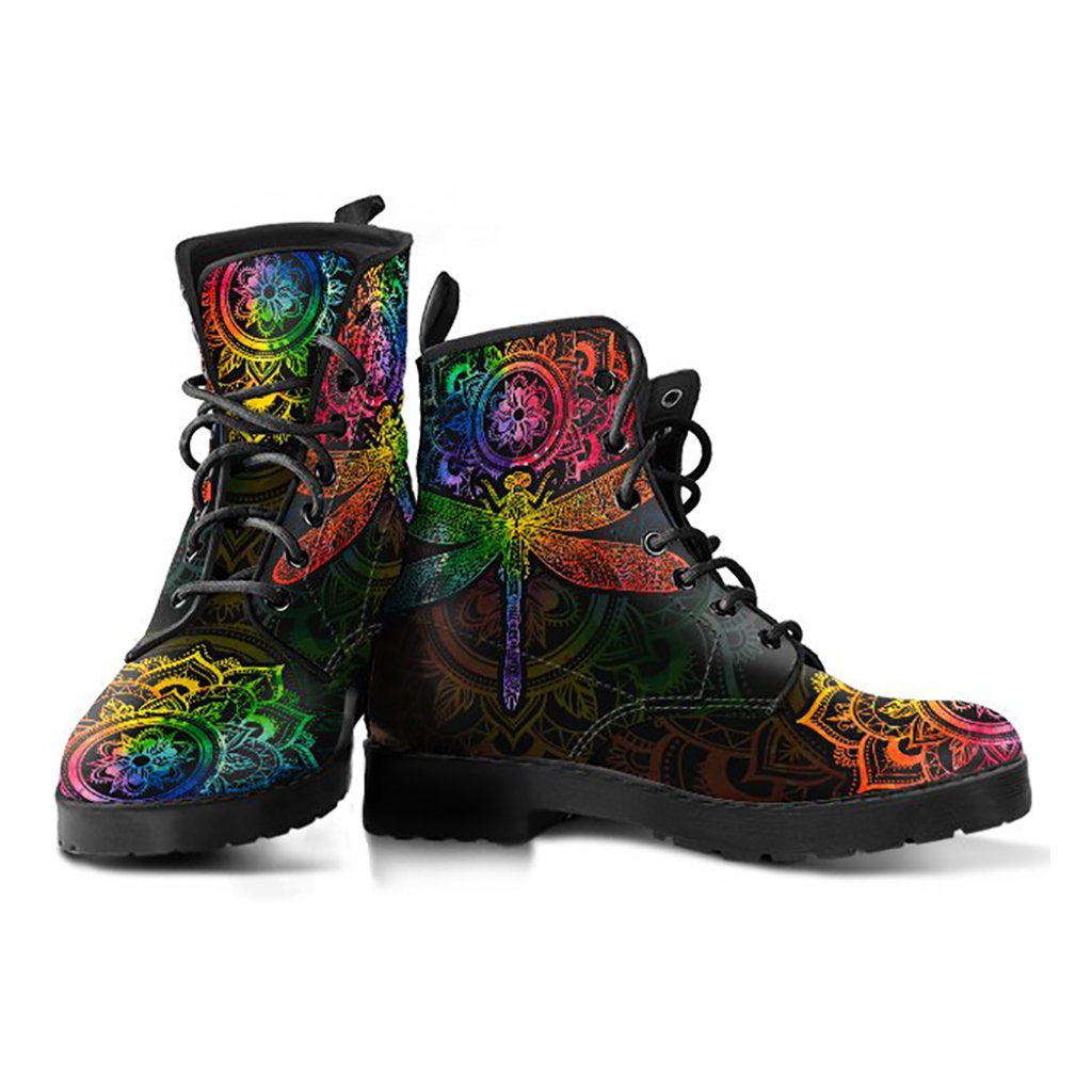 Colorful Mandala Dragonfly Chakra Womens Boots