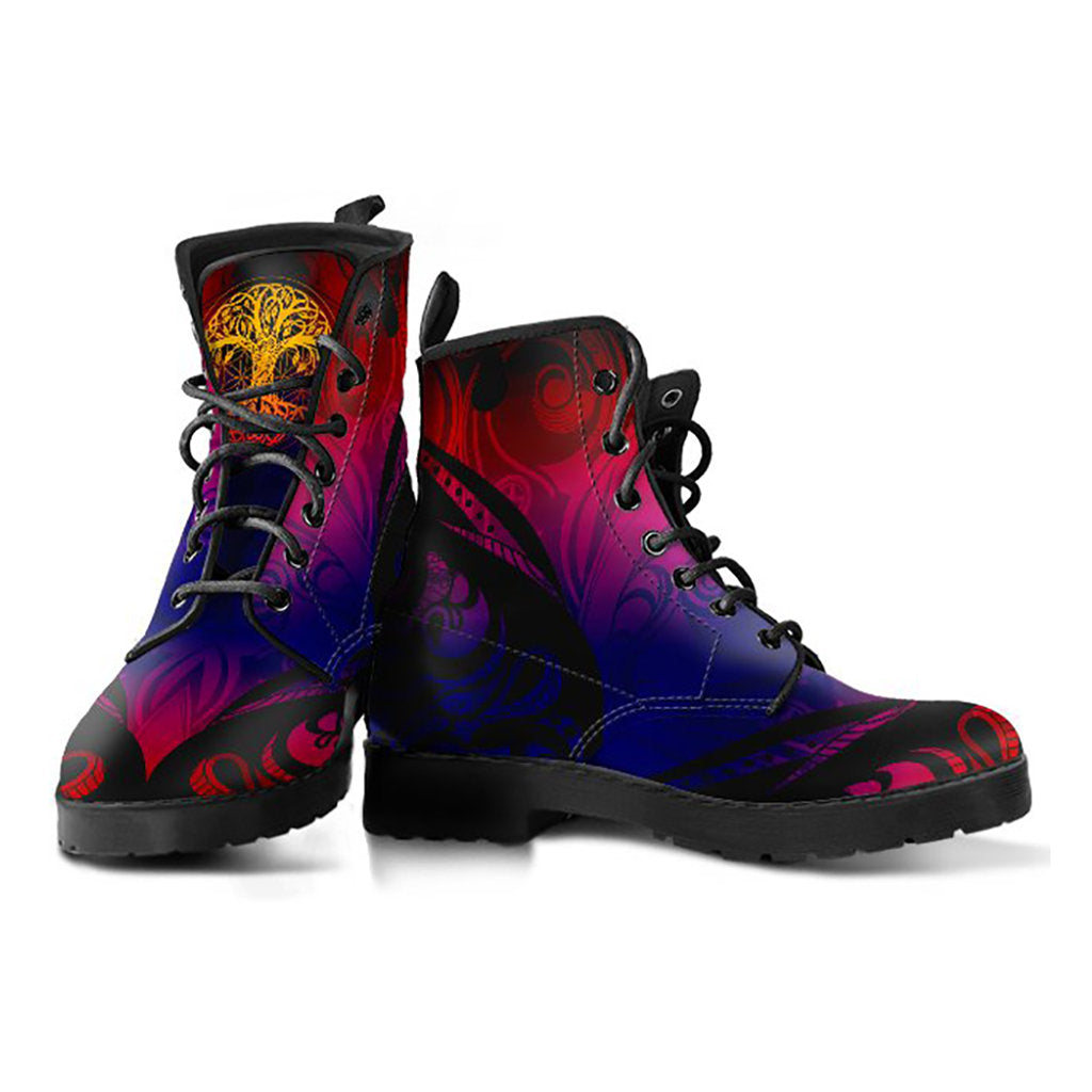 Red & Purple Abstract Tree Of Life Womens Boots
