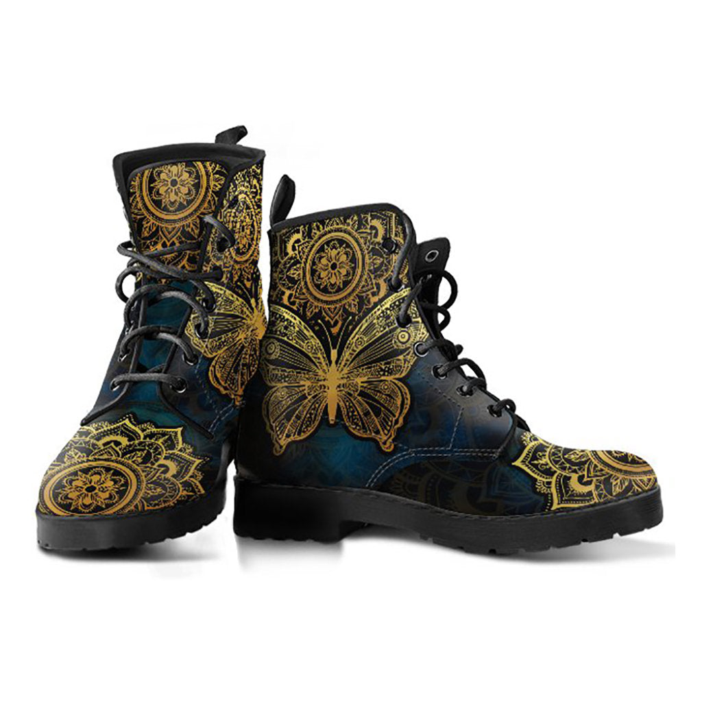 Gold Butterfly Mandala Womens Boots