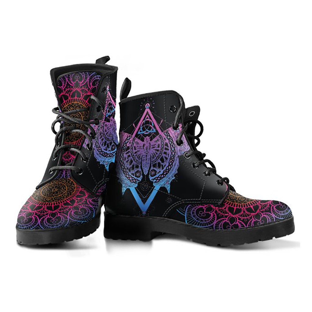 Pink Spiritual Butterfly Mandala Womens Boots