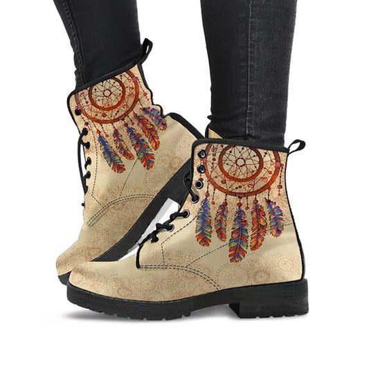 Beige Boho Dream Catcher Womens Boots