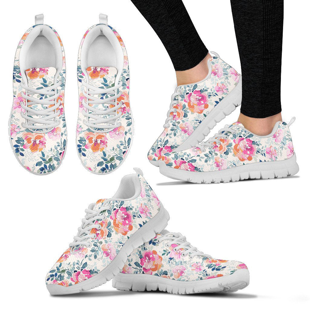 Colorful Watercolor Floral Sneakers