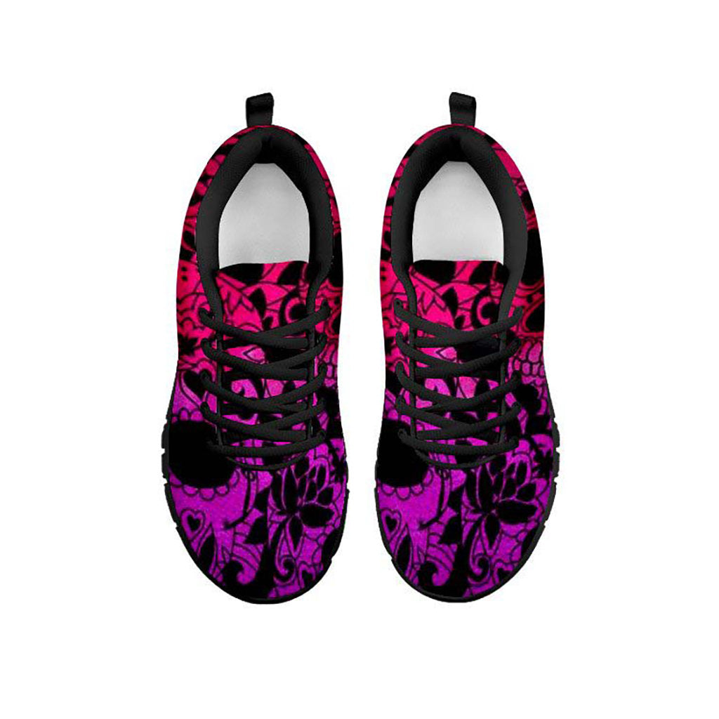 Red & Pink Heart Skulls Sneakers