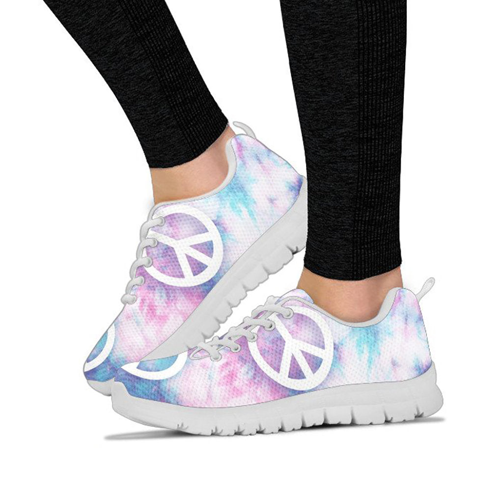 Pink Tie Dye Peace Sign Sneakers