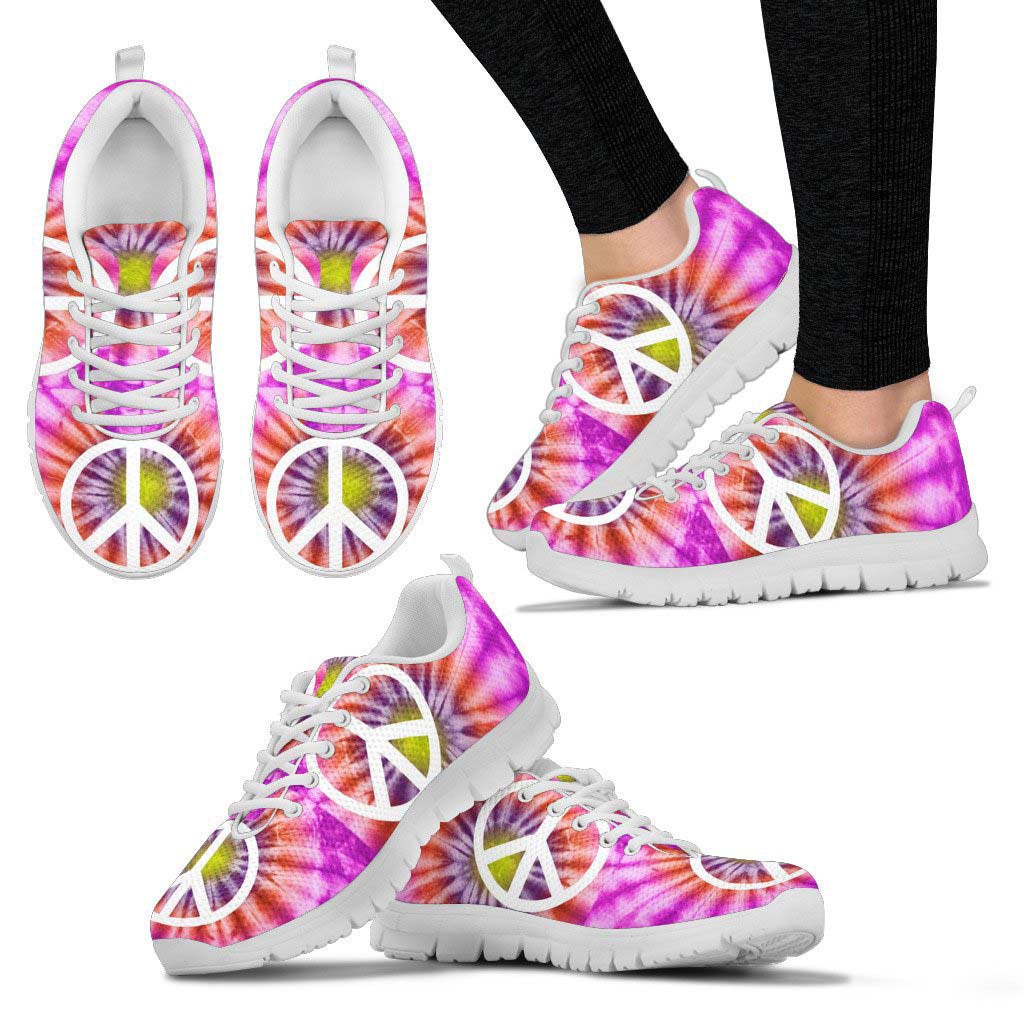 Colorful Peace Sign Tie Dye Sneakers