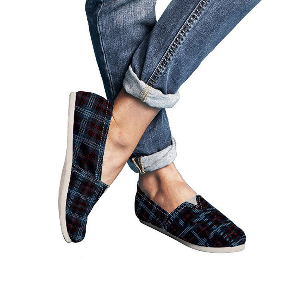 Blue Plaid Casual Shoes