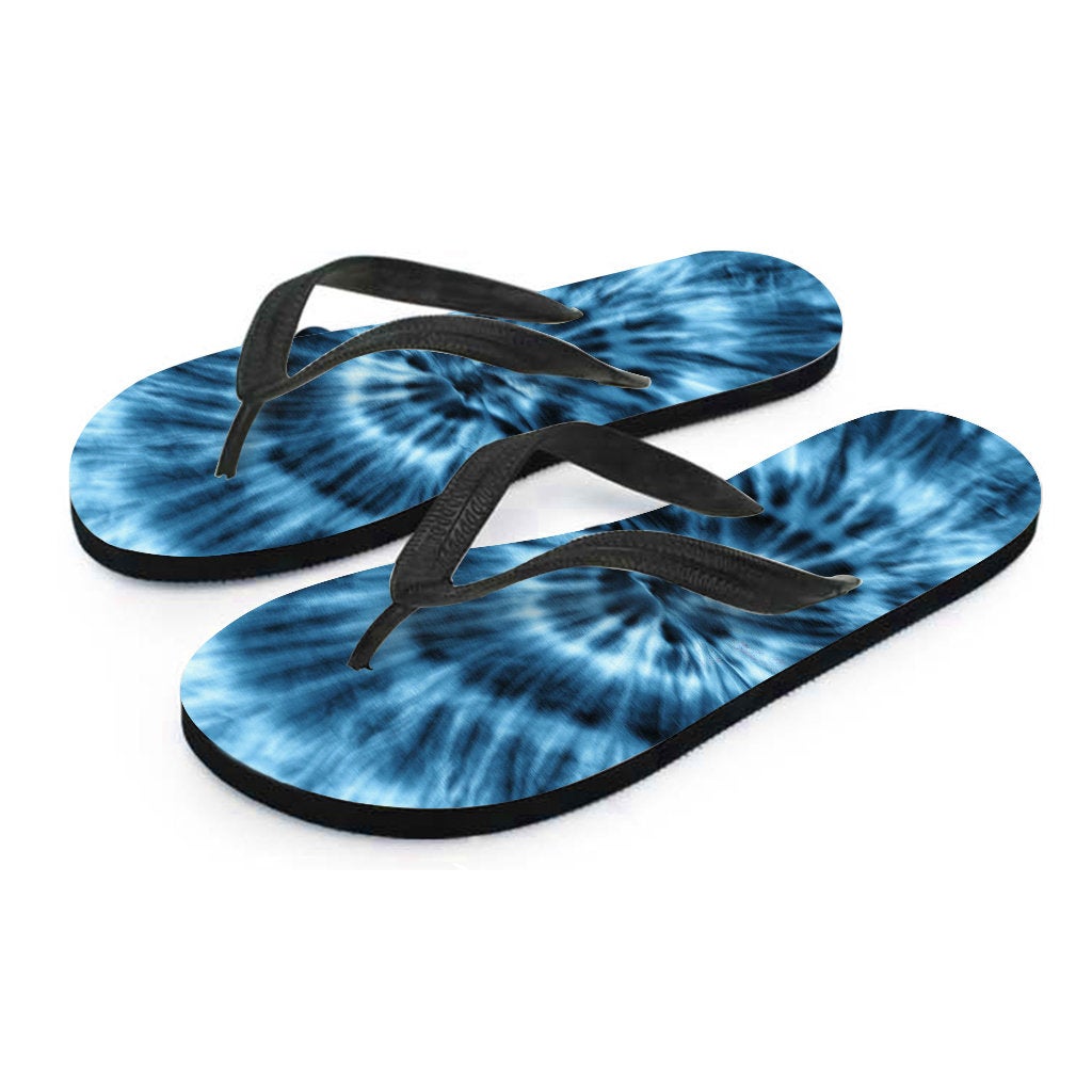 Blue Tie Dye Flip Flops
