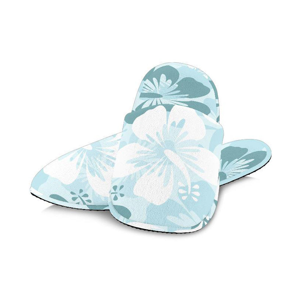 Teal Green Aloha Flowers Slippers