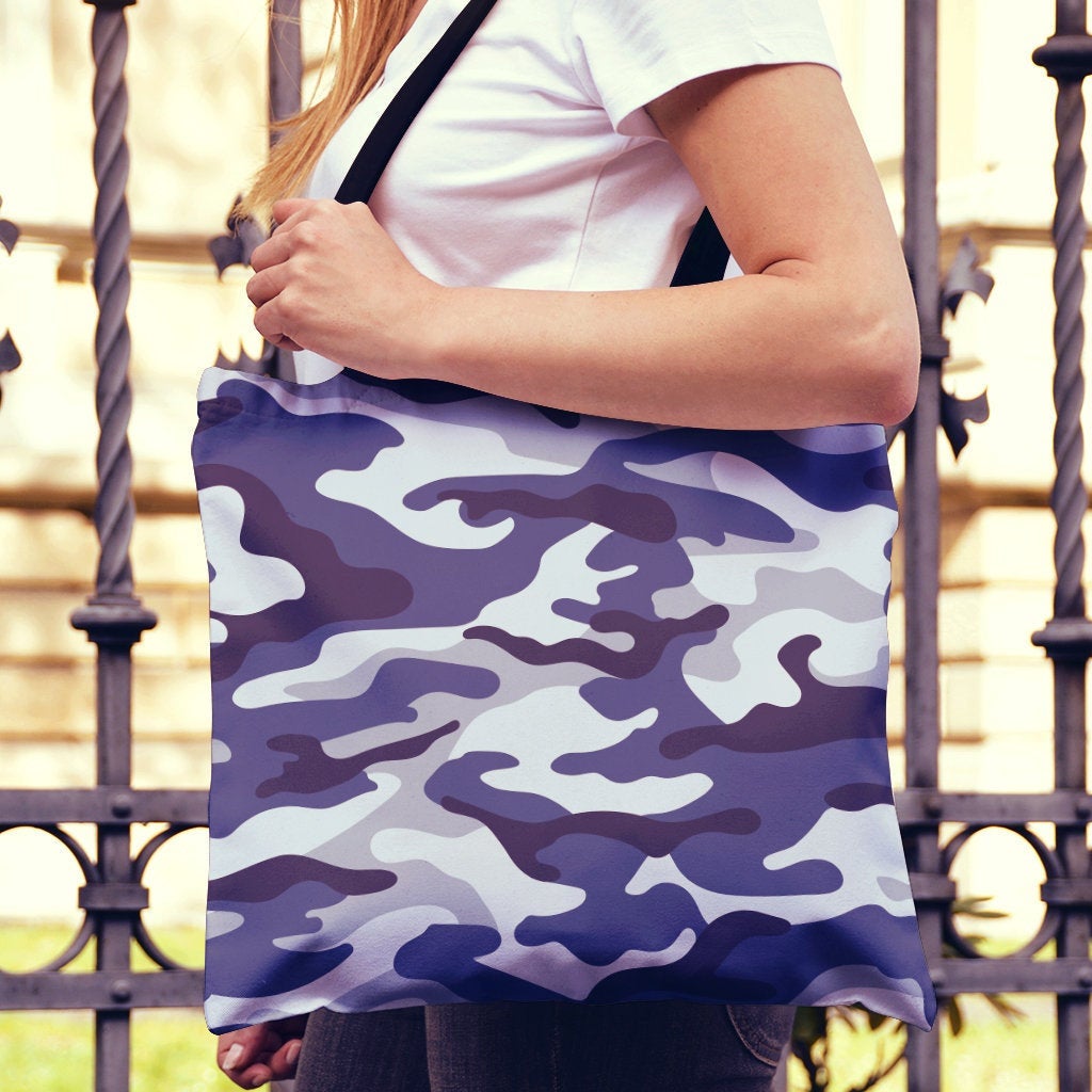Blue Camouflage Canvas Tote Bag