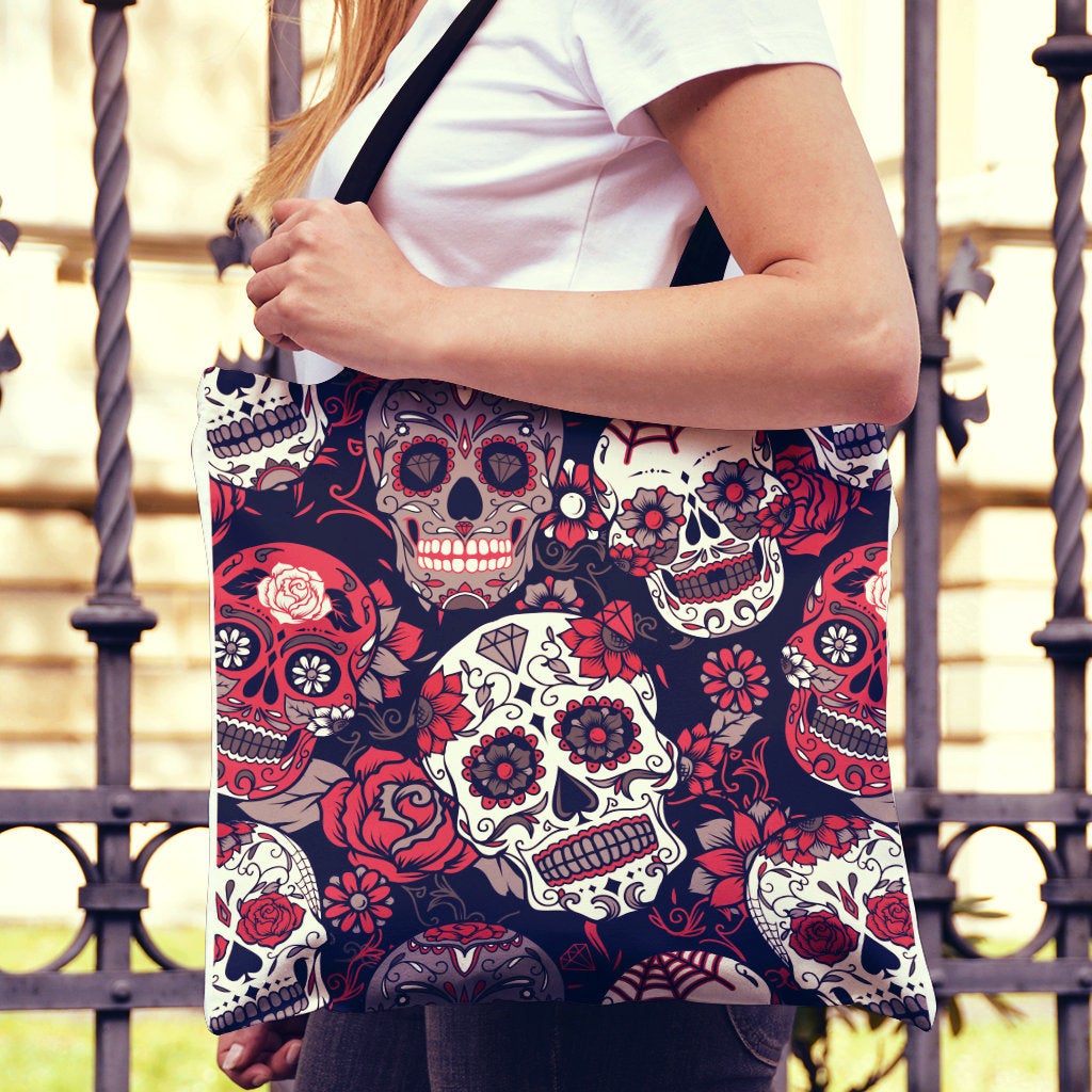 Sugar Skulls & Roses Canvas Tote Bag