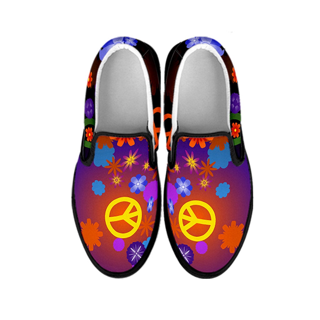 Colorful Peace Signs Hippie Slip On Shoes