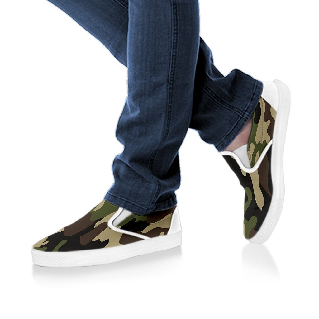 Army Green Camouflage Slip On Shoes