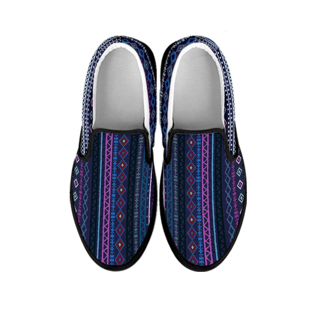 Purple Boho Chic Bohemian Stripes Slip On Shoes CL