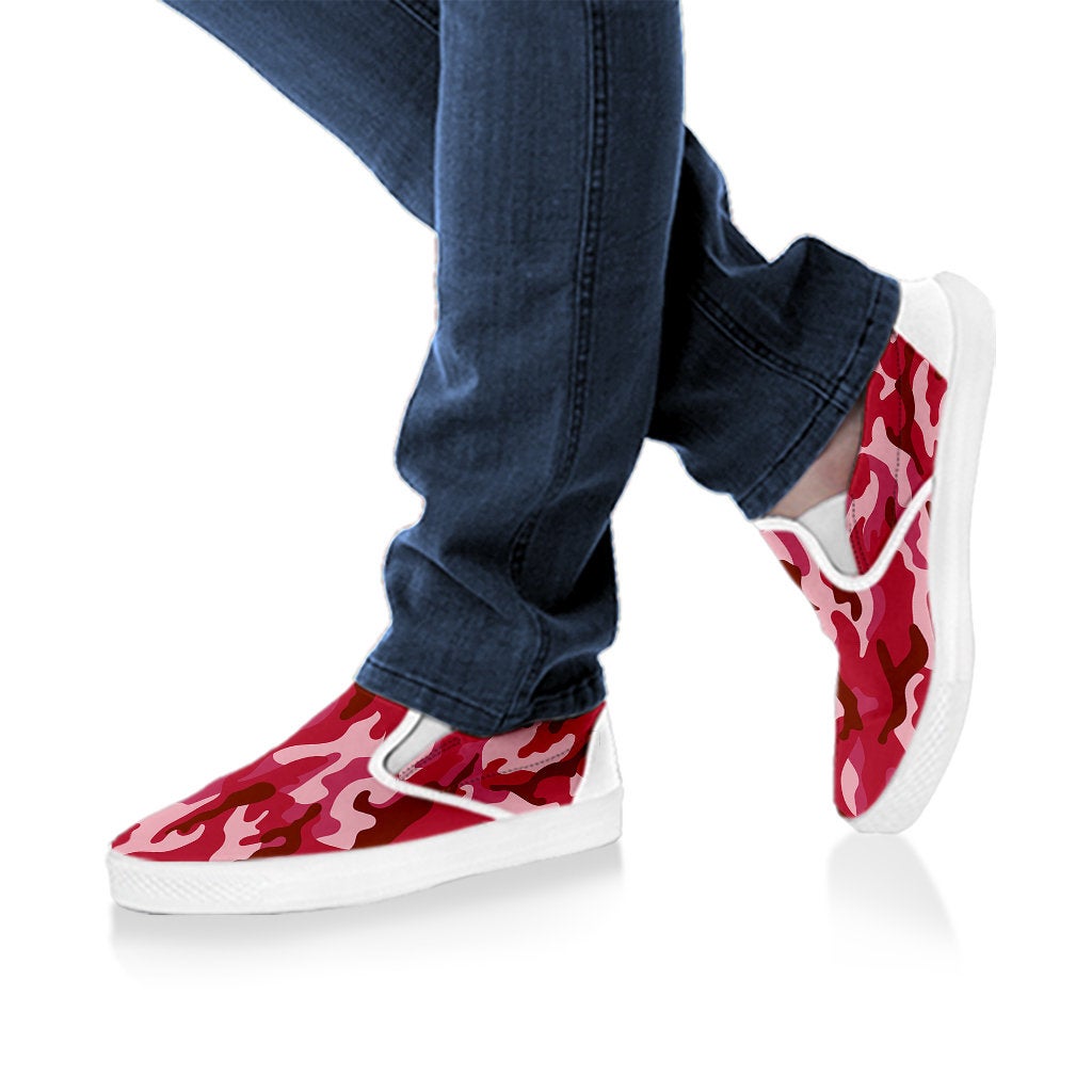 Red Camouflage Slip On Shoes