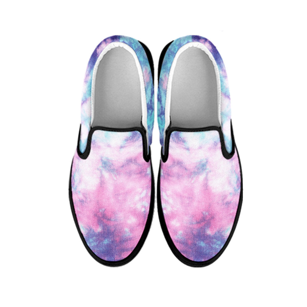 Blue & Pink Cotton Candy Tie Dye Print Slip On Shoes