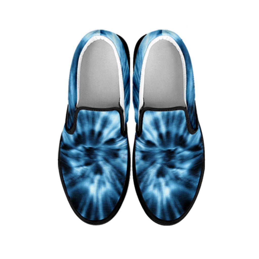 Blue Tie Dye Print Slip On Shoes