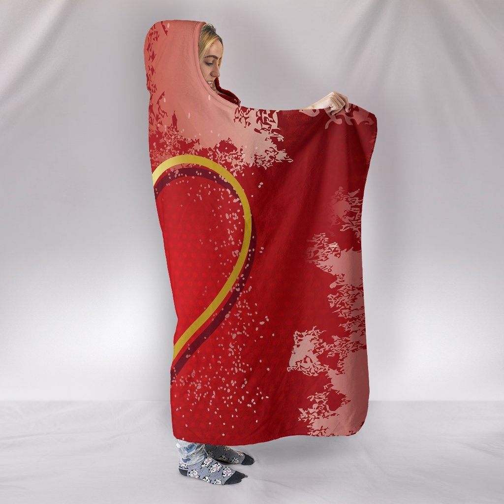 Red Heart Bow Hooded Blanket