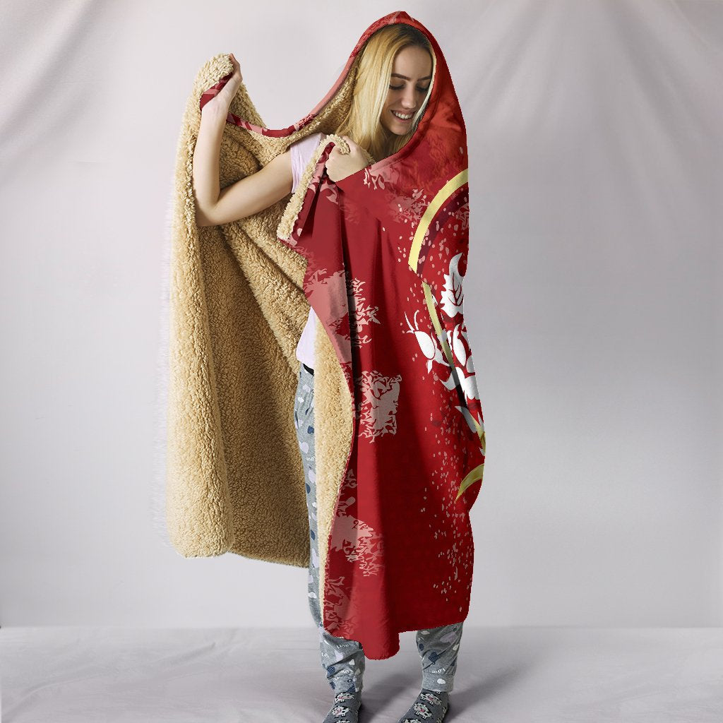 Red Heart Bow Hooded Blanket