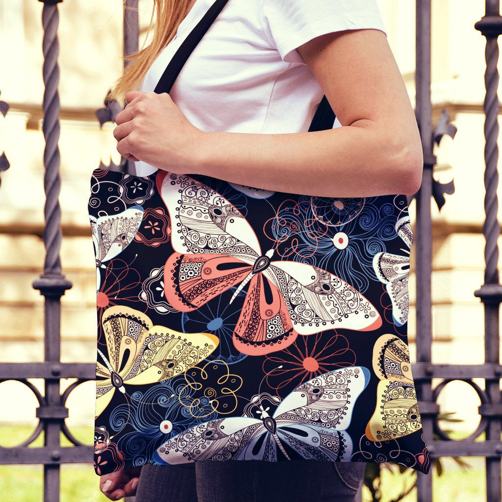 Colorful Butterflies Decor Canvas Tote Bag