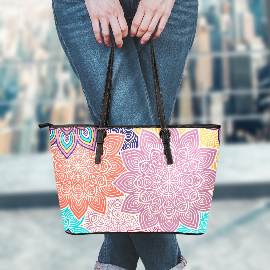 Colorful Floral Madalas Leather Tote Bag