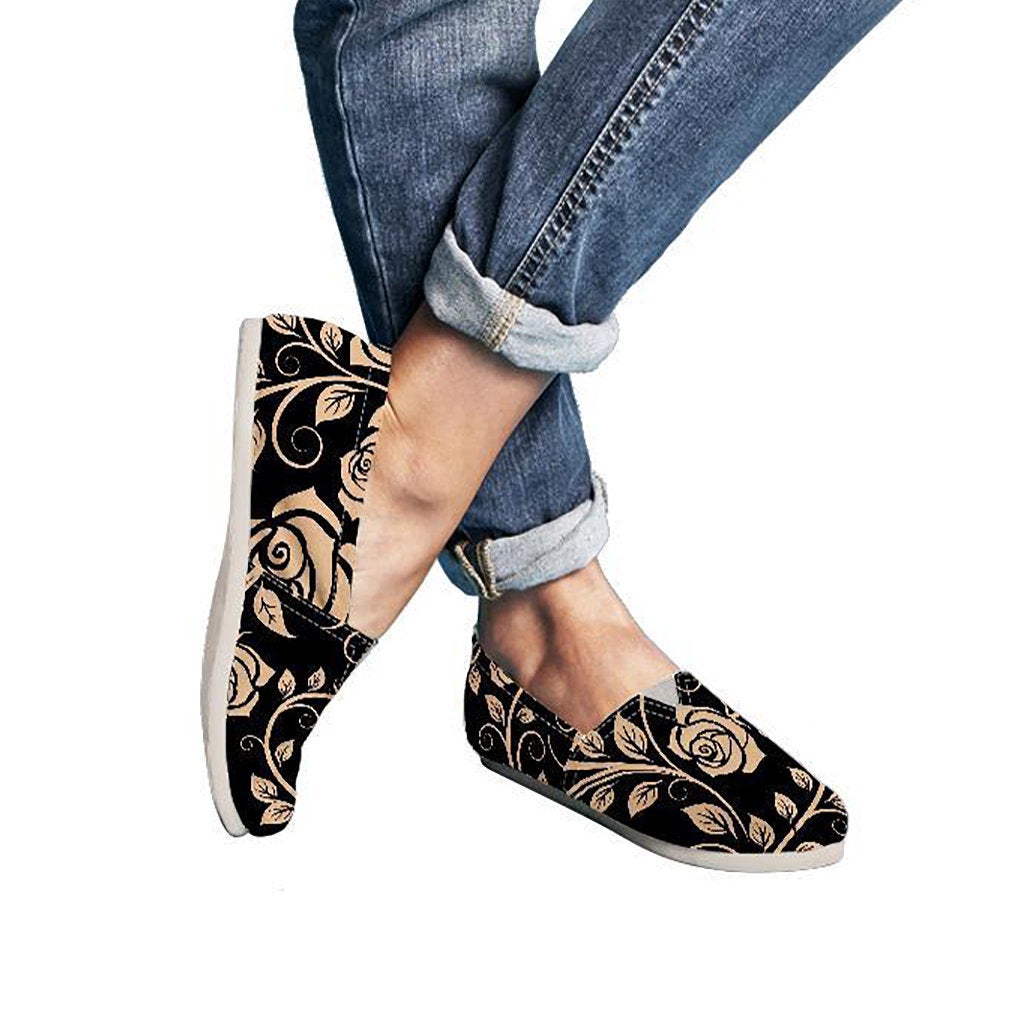Tan Floral Decor Casual Shoes