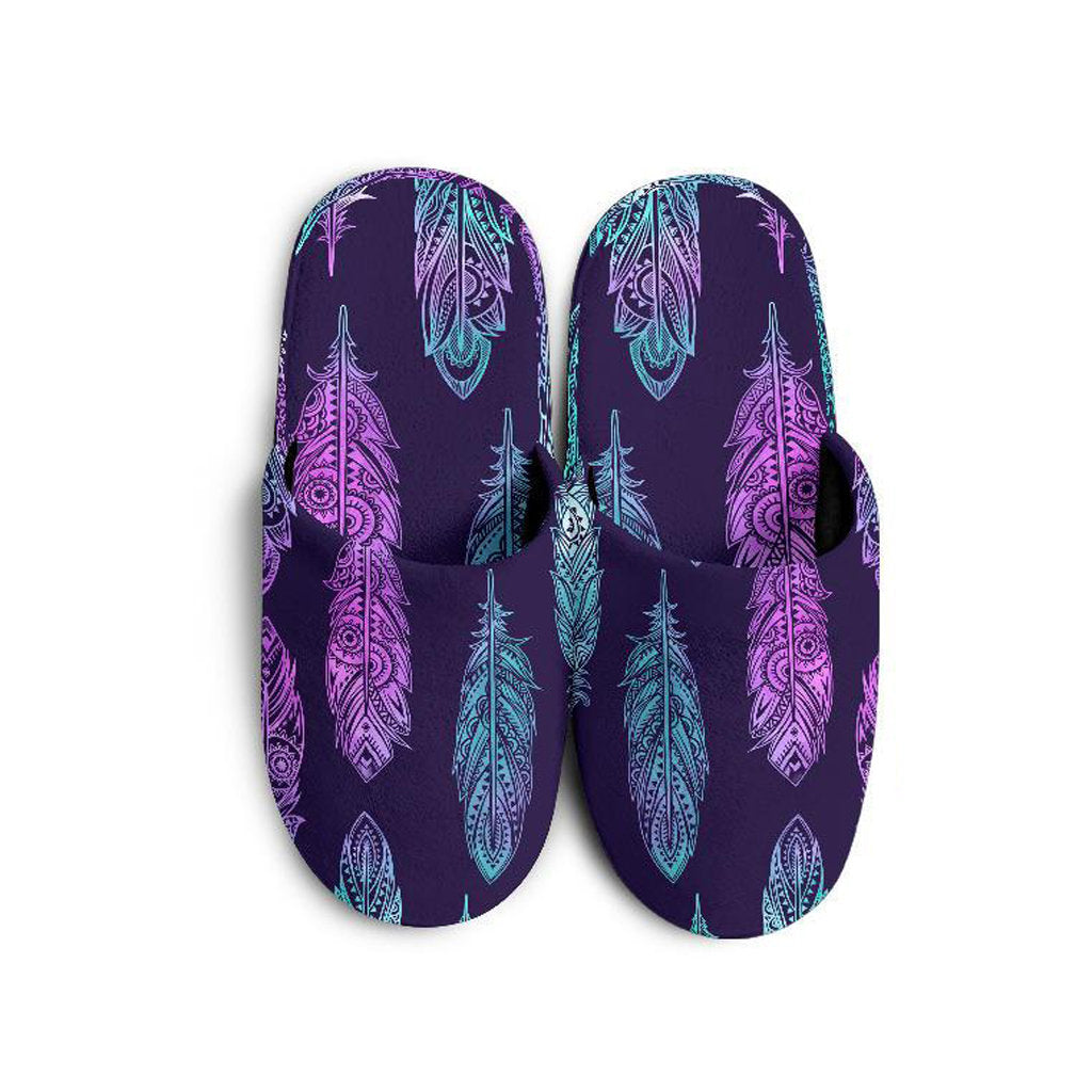 Neon Pink Feathers Slippers