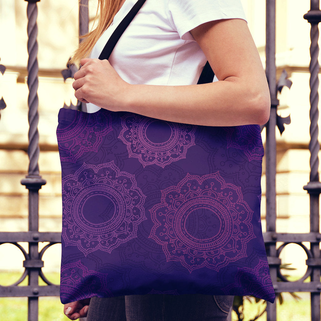 Purple Mandalas Canvas Tote Bag