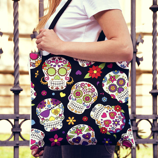 Colorful Sugar Skulls Canvas Tote Bag