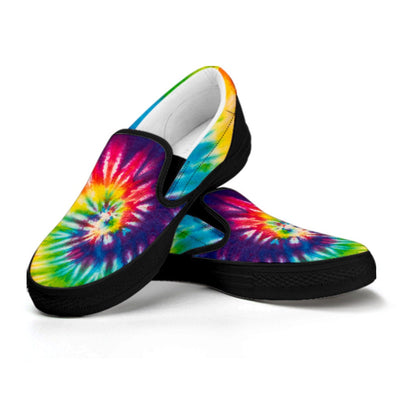 Colorful Tie Dye Spiral Print Slip On Shoes
