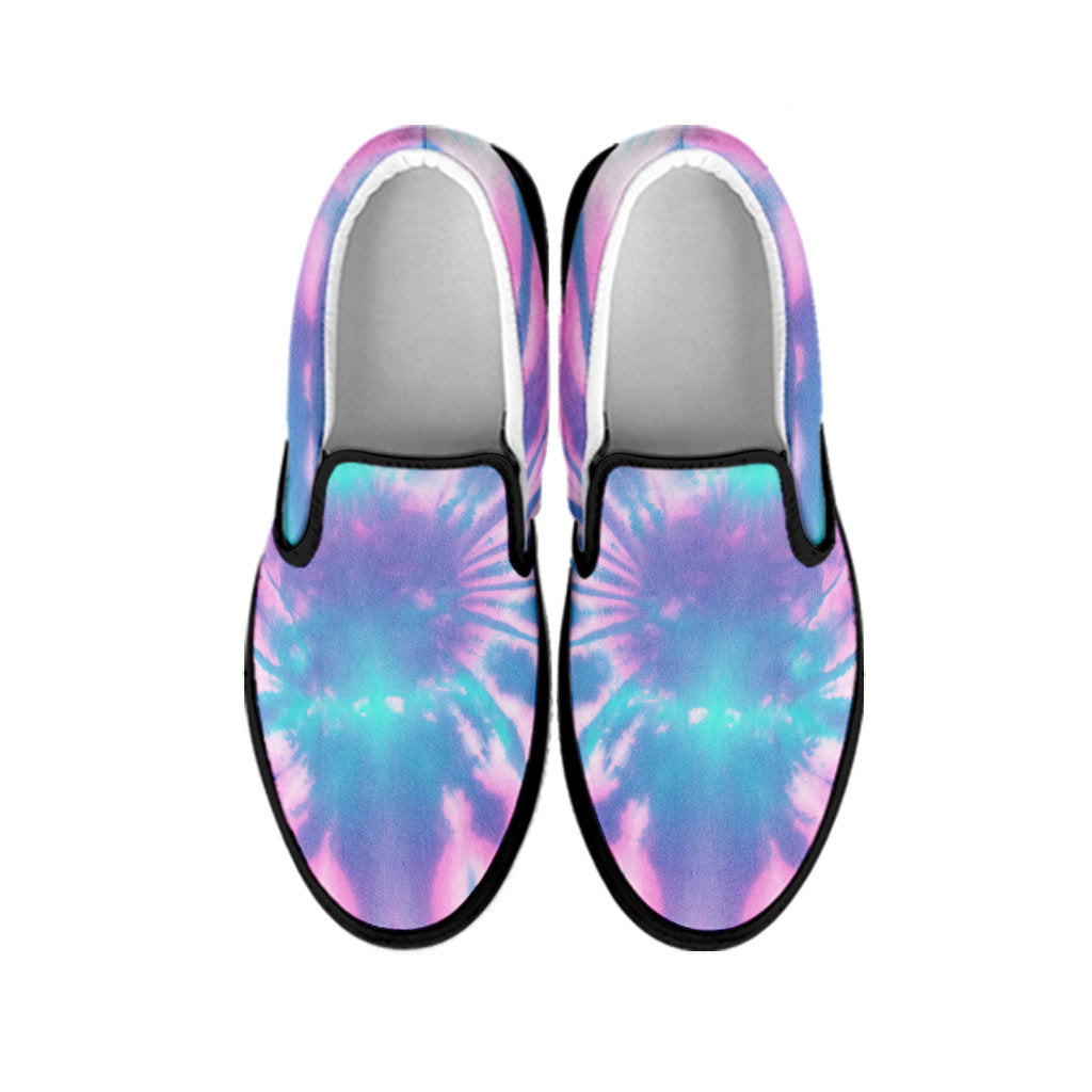 Pink & Blue Tie Dye Print Slip On Shoes