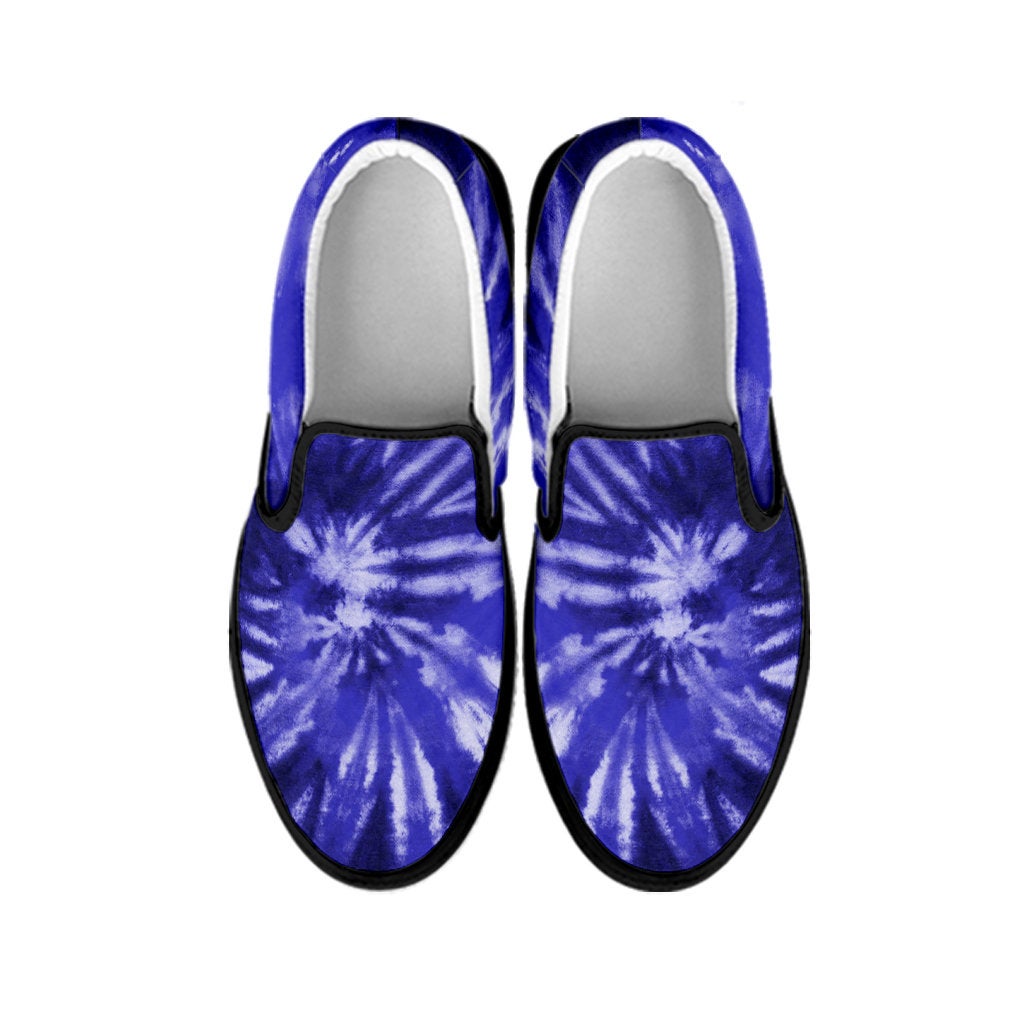 Royal Blue Tie Dye Print Slip On Shoes