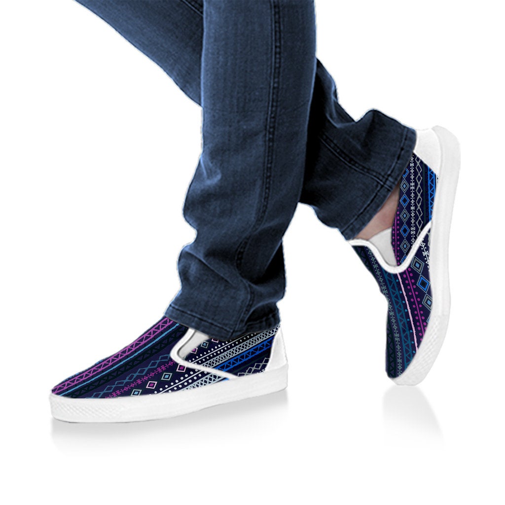 Purple Boho Chic Bohemian Stripes Slip On Shoes CL