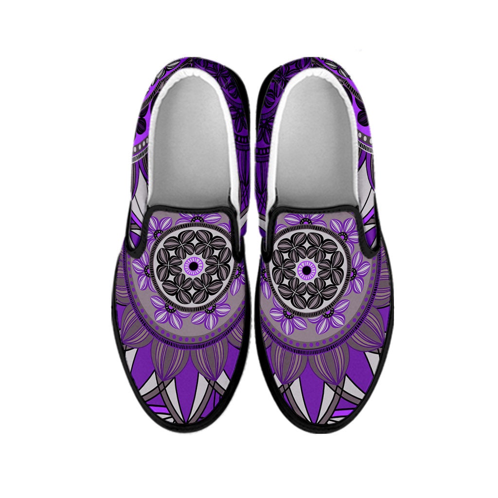 Purple Floral Mandalas Slip On Shoes