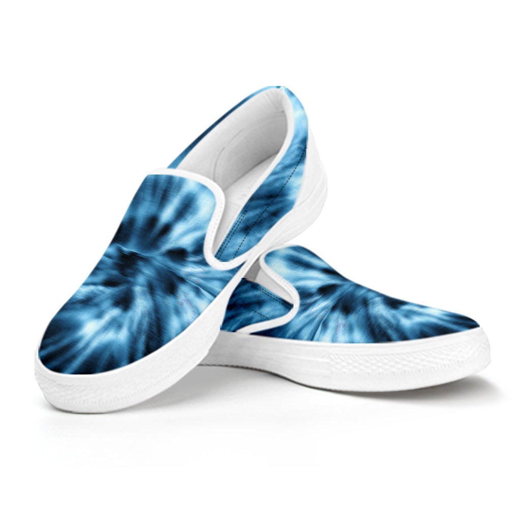 Blue Tie Dye Print Slip On Shoes