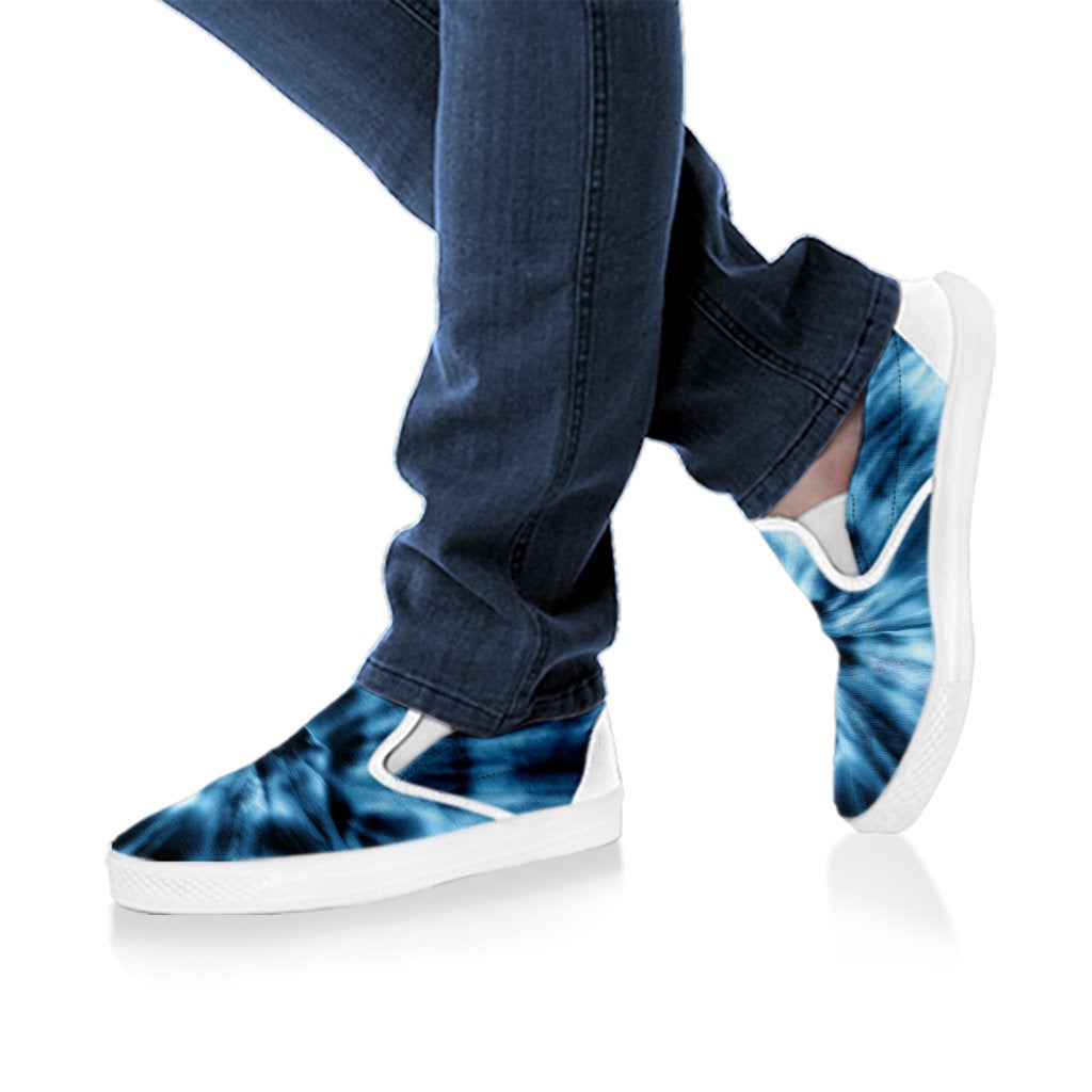Blue Tie Dye Print Slip On Shoes