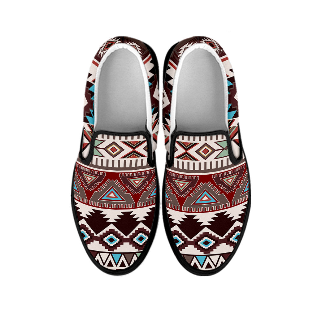 Brown Boho Chic Bohemian Aztec Slip On Shoes