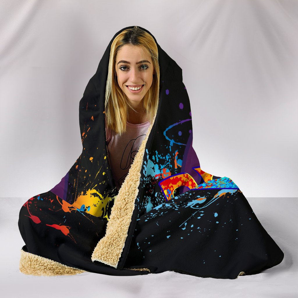 Colorful Peace & Love Abstract Art Hooded Blanket
