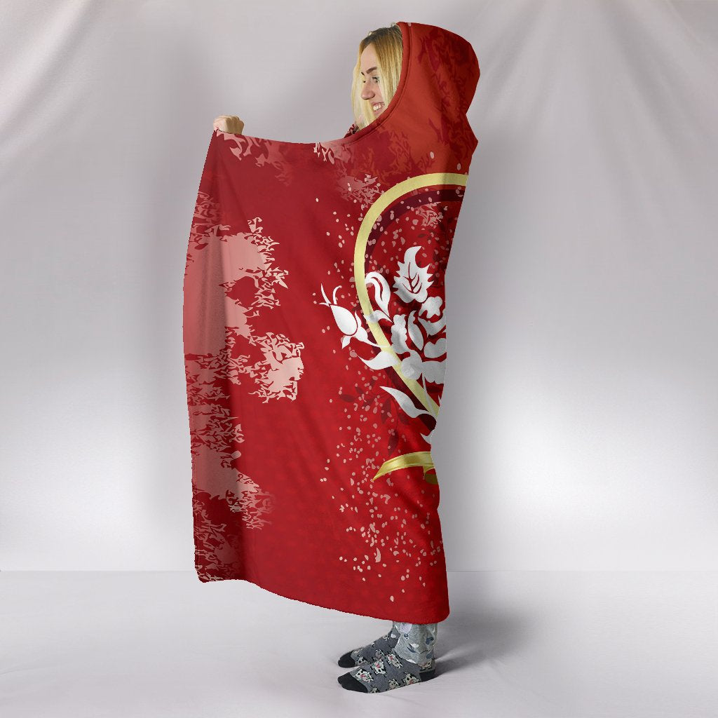 Red Heart Bow Hooded Blanket